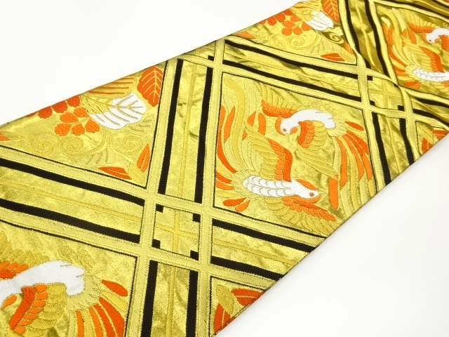  襷に鳳凰・桐模様織出し丸帯